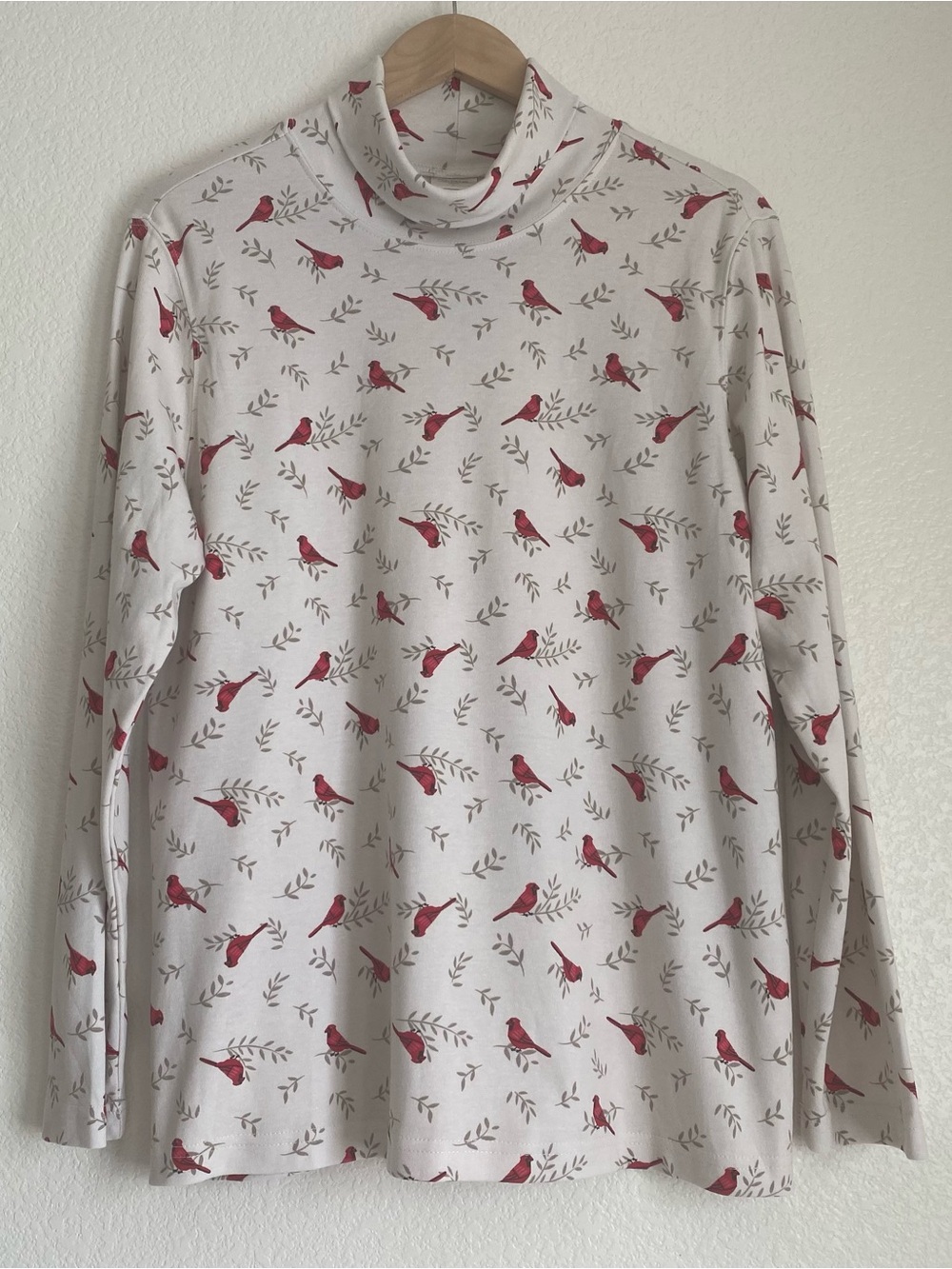 Blair Cardinal AOP turtle-neck long sleeve shirt, L